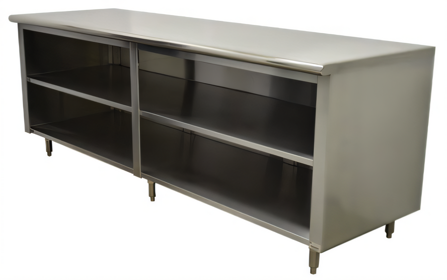 Product image #1 for Advance Tabco Special Value Series 96-Inch x 30-Inch Flat Top Open Base Stainless Steel Work Table with Mid Shelf