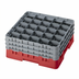 Thumbnail image #2 for Cambro Camrack Full-Size Low-Profile 25-Compartment Glass Rack with 3 Soft Gray Extenders, Red