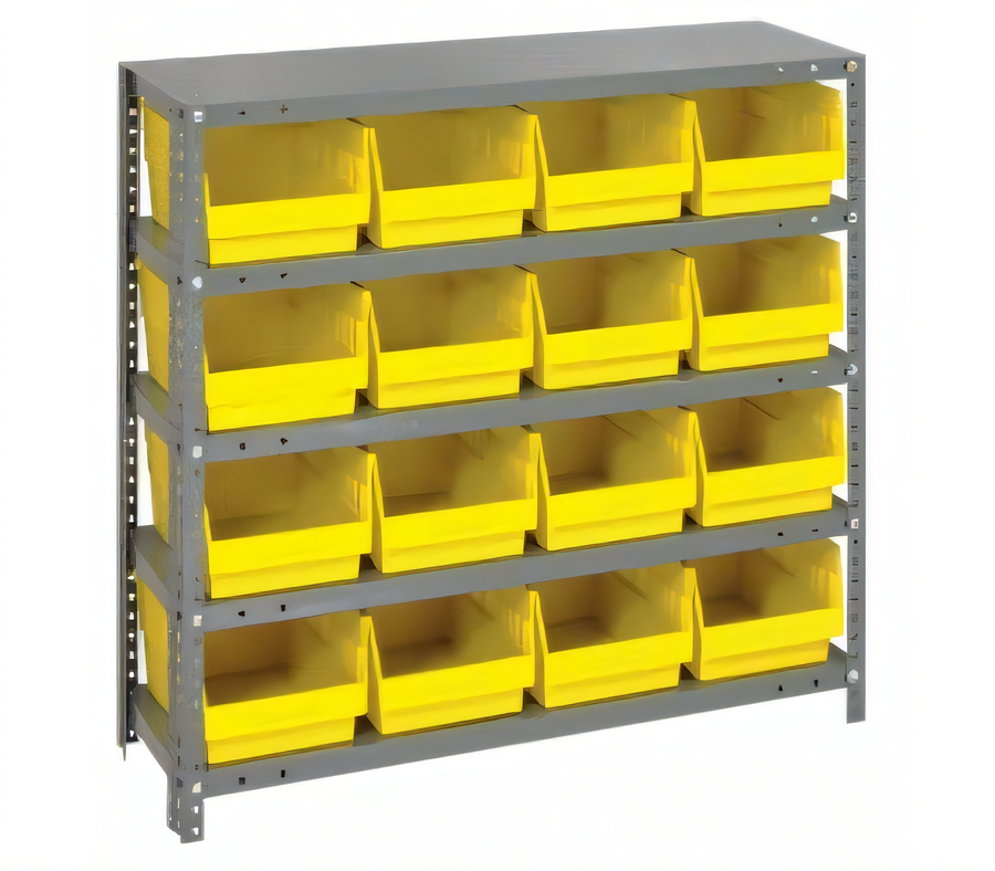 Product image #1 for Quantum Heavy-Duty 36 Inch Wide 5-Shelf Wire Shelving Unit with 16 Storage Bins