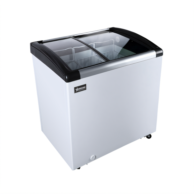 Product image #2 for Omcan Ice Cream Display Chest Freezer, 4.1 Cu. Ft., Curved Sliding Glass Doors