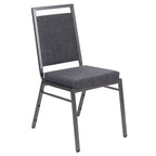 Thumbnail image #1 for Flash Furniture Hercules FD-LUX-SIL-DKGY-GG Stacking Chair, 600 lb. Capacity, Dark Gray Vinyl Upholstered Seat and Back, Silver Vein Frame