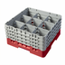 Thumbnail image #2 for Cambro Camrack Full Size 9-Compartment Glass Rack with 4 Soft Gray Extenders, Red