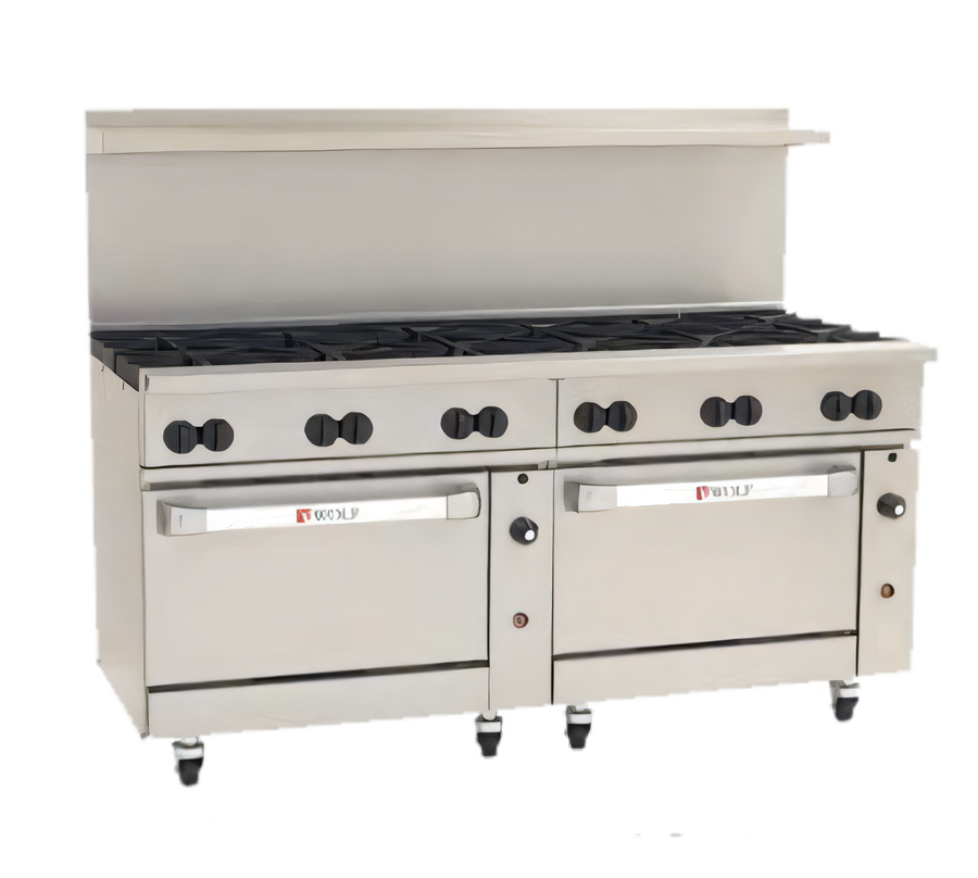 Product image #1 for Wolf Challenger XL 72-Inch Gas Restaurant Range with 12 Open Burners and 2 Convection Ovens