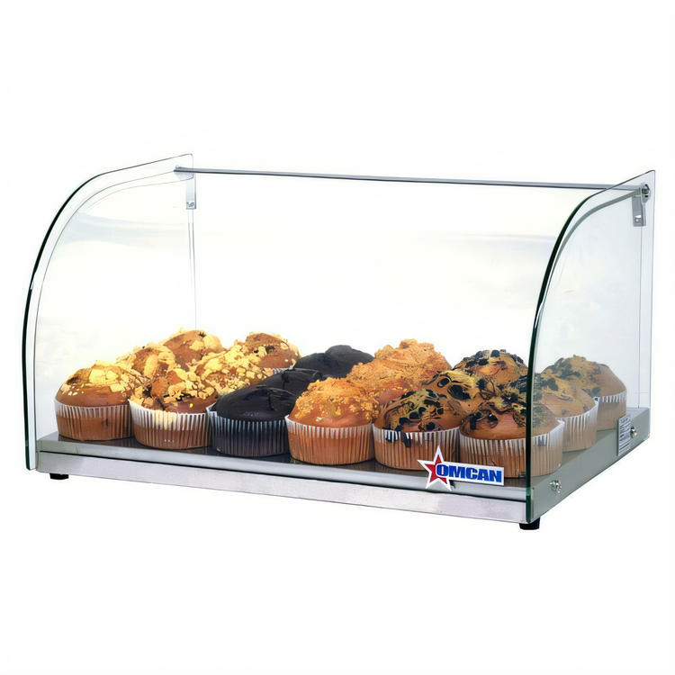 Product image #1 for Omcan USA Countertop Curved-Front Pastry Display Case, 25 Liter Capacity, Full-Service, Non-Refrigerated