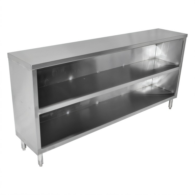 Product image #1 for John Boos Open Front Stainless Steel Dish Cabinet with Mid-Shelf, 132 x 15 x 35 Inches