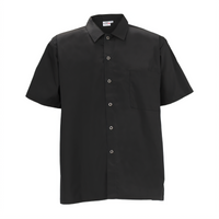 Signature Chef Broadway Short-Sleeve Snap-Button Chef Shirt, Black, 3XL