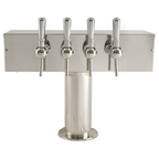 Thumbnail image #1 for Micro Matic USA T Style DS-354-PSS-W Countertop Air-Cooled Wine Font, Single Column, 4 Side-Pull Faucets, Polished Stainless Steel