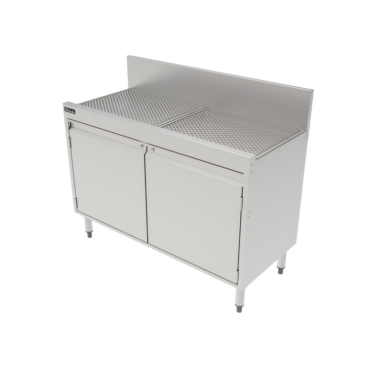 Product image #1 for Perlick Top Shelf 42-Inch Stainless Steel Underbar Storage Cabinet with Drainboard Top and Backsplash