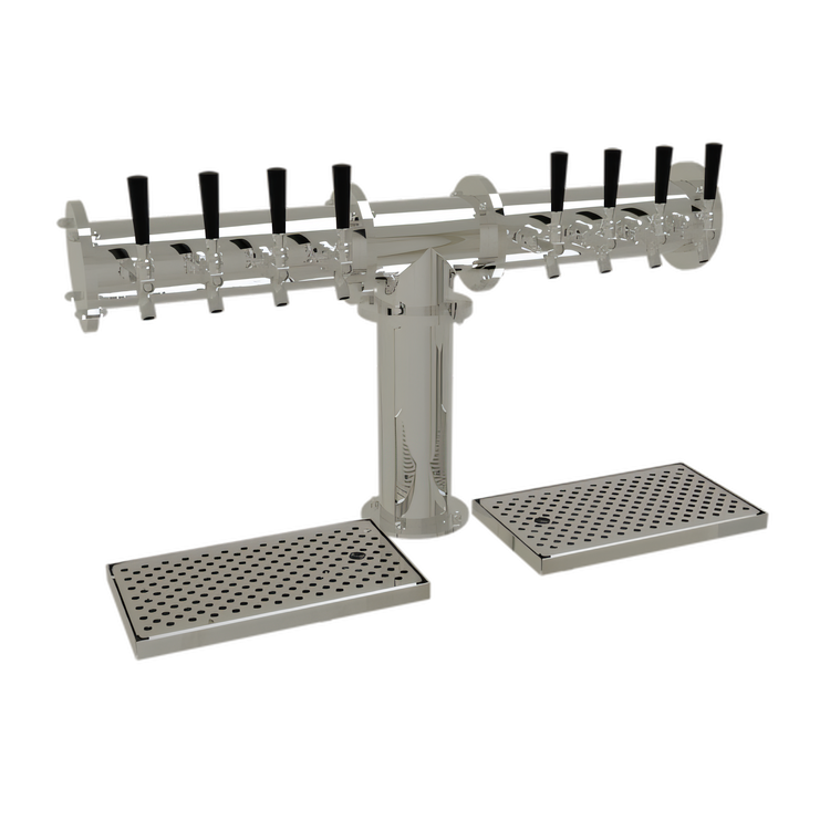 Product image #1 for Glastender Pipe Tee Countertop Draft Dispensing Tower with 8 Faucets, Glycol-Cooled, Mirror Finish