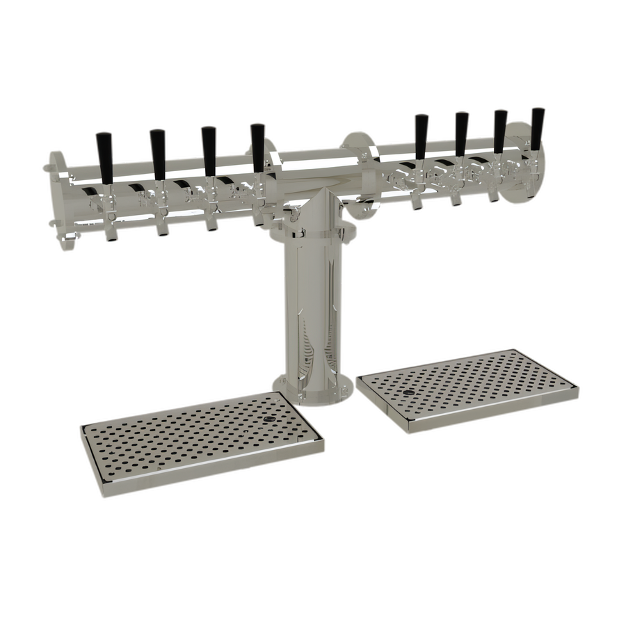Product image #1 for Glastender Pipe Tee Countertop Draft Dispensing Tower with 8 Faucets, Glycol-Cooled, Mirror Finish