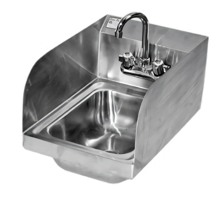 Product image #1 for Space Saver Wall-Mounted Stainless Steel Hand Sink with Gooseneck Faucet and Basket Drain, 11 x 13 Inch