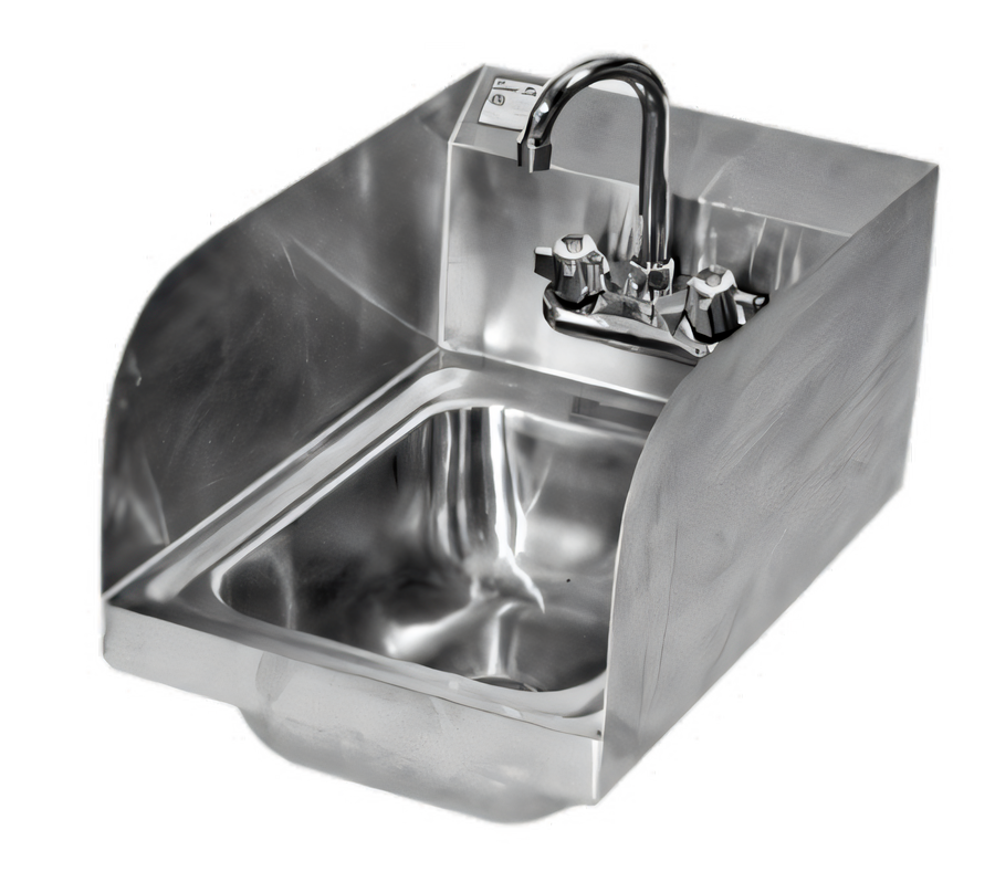 Product image #1 for Space Saver Wall-Mounted Stainless Steel Hand Sink with Gooseneck Faucet and Basket Drain, 11 x 13 Inch