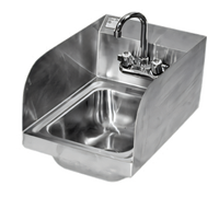 Space Saver Wall-Mounted Stainless Steel Hand Sink with Gooseneck Faucet and Basket Drain, 11 x 13 Inch