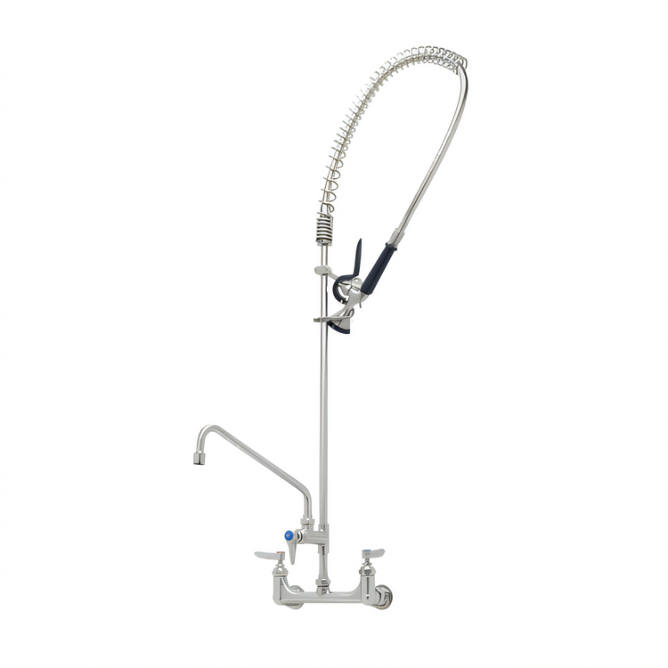 Product image #1 for T&S Brass EverSteel 8-Inch Adjustable Wall Mount Pre-Rinse Mixing Faucet Unit with 12-Inch Swing Nozzle