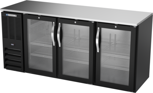Product image #2 for Beverage-Air 72-Inch Three-Section Food-Rated Back Bar Refrigerator with Glass Doors and Stainless Steel Top