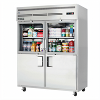 Everest Refrigeration Two-Section Reach-In Refrigerator with Combination Half Glass and Solid Hinged Doors, 55 Cu. Ft., 59 Inches Wide