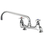 Thumbnail image #1 for T&S Brass Big-Flo B-0293-01 Deck-Mount Large-Flow Mixing Faucet, 8-Inch Centers, 12-Inch Swing Spout, Chrome-Plated Brass, Compression Valves
