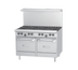 Thumbnail image #1 for Garland US Range U-Series 48-Inch Gas Restaurant Range with 4 Open Burners, 24-Inch Griddle and Two Storage Bases