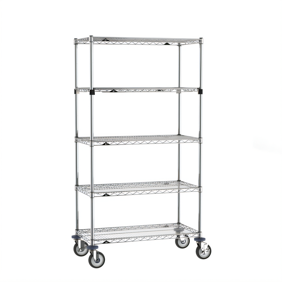 Product image #1 for Super Erecta 5-Tier Wire Stem Caster Cart, 36W x 18D x 68H, Chrome Plated