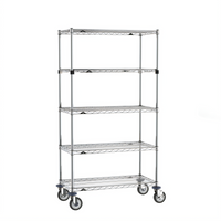 Super Erecta 5-Tier Wire Stem Caster Cart, 36W x 18D x 68H, Chrome Plated