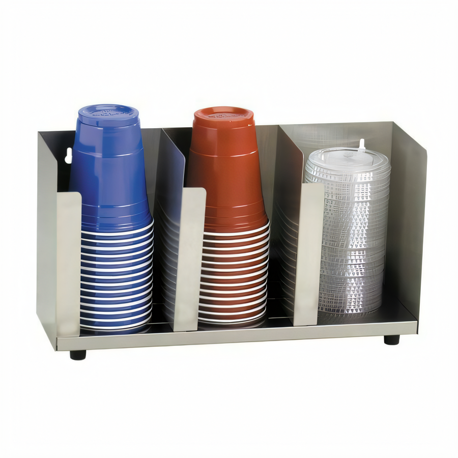 Product image #1 for Dispense-Rite Adjustable 3-Section Stainless Steel Lid/Cup Organizer