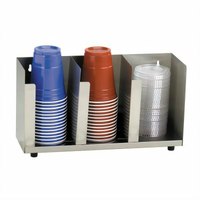 Dispense-Rite Adjustable 3-Section Stainless Steel Lid/Cup Organizer