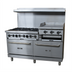 Thumbnail image #1 for Black Diamond 60-Inch Natural Gas Commercial Range with 6 Open Burners, Elevated Griddle/Broiler, and 2 Standard Ovens