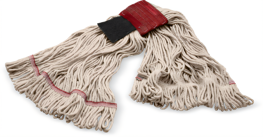 Product image #1 for Carlisle Large Looped-End Wet Mop Head with Scrubber, Natural 4-Ply Cotton/Synthetic Blend, 5-Inch Red Band