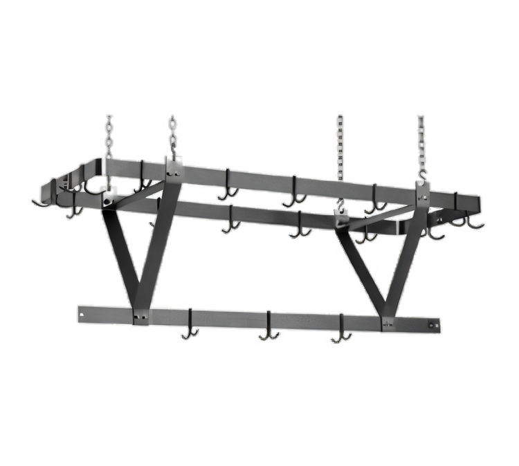Product image #1 for Eagle Group Ceiling-Mounted Triple-Bar Aluminum Pot Rack, 52 x 20 x 18 Inches