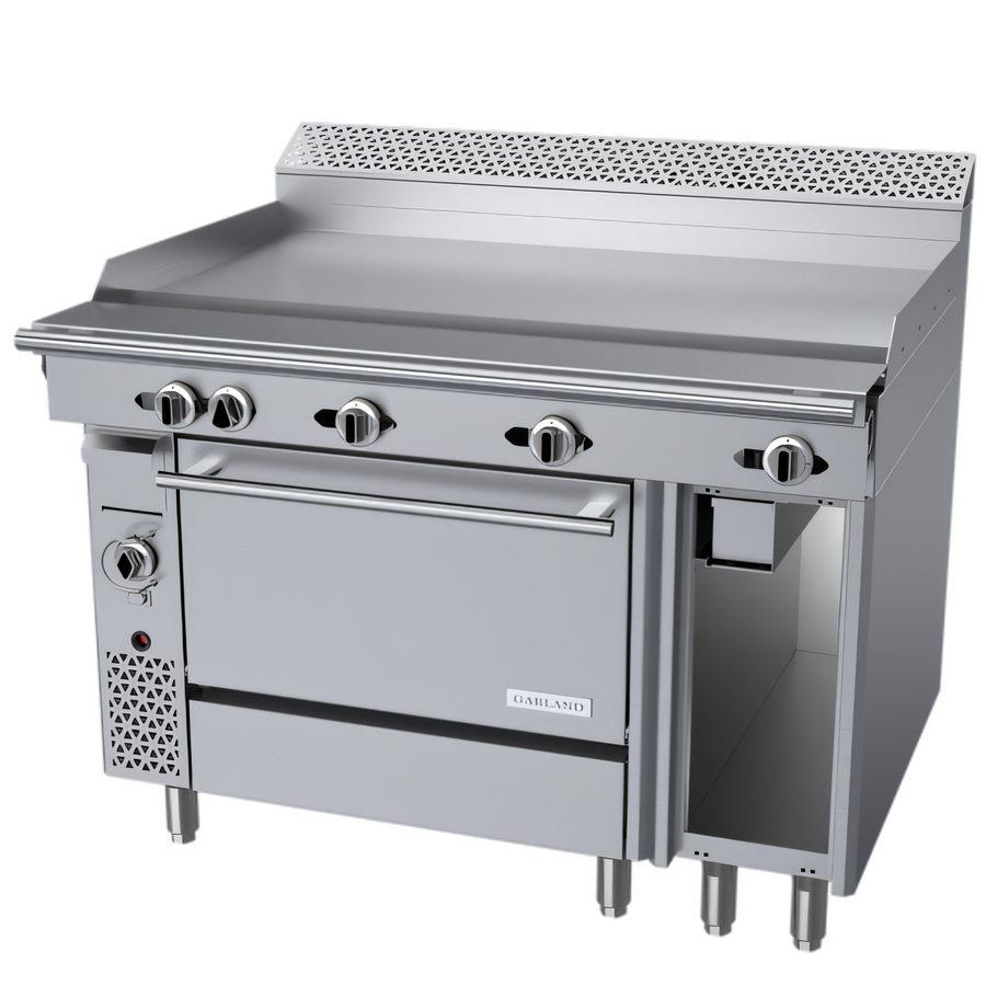 Product image #1 for Garland Cuisine Series 48-Inch Natural Gas Thermostatic Griddle Top Range with Convection Oven and Cabinet Base