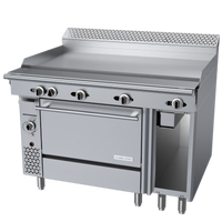 Garland Cuisine Series 48-Inch Natural Gas Thermostatic Griddle Top Range with Convection Oven and Cabinet Base
