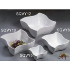 Thumbnail image #1 for American Metalcraft Squavy SQVY10 Wavy Square Porcelain Bowl, White, 162 oz, 10-1/2 in Case of 4