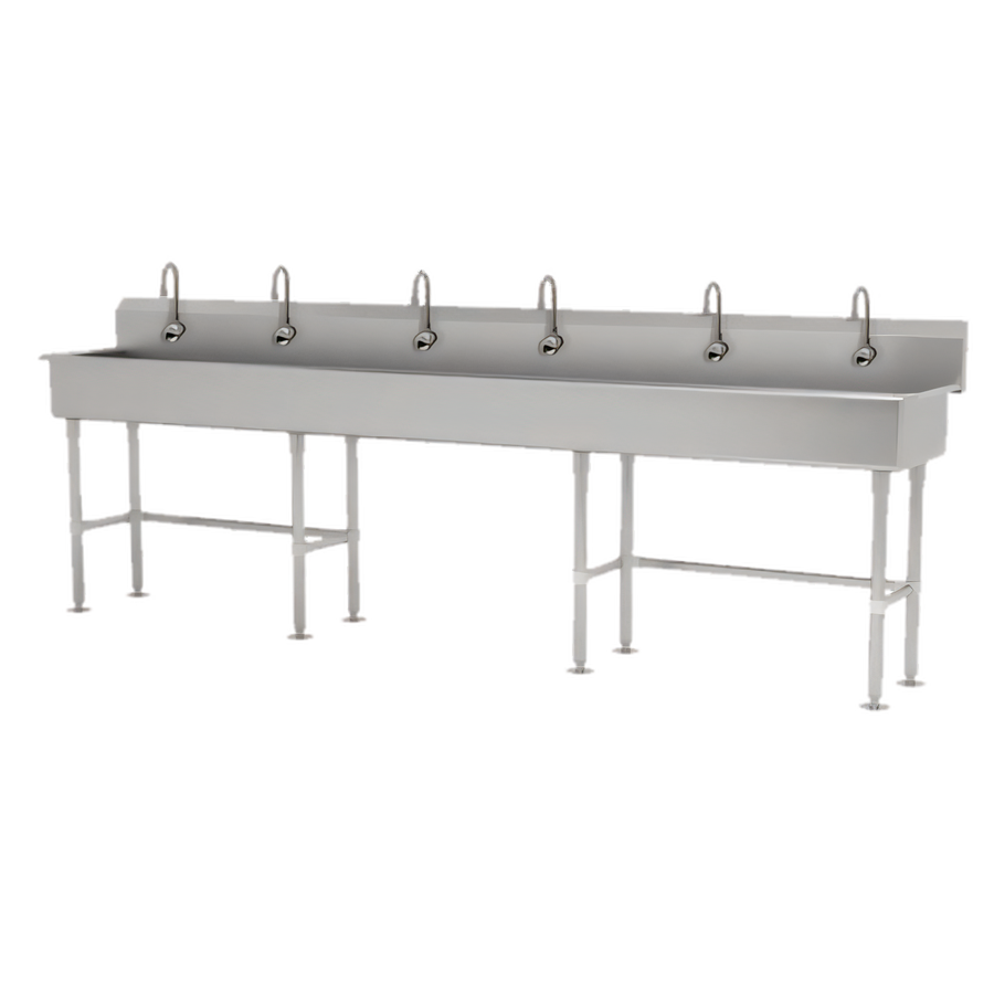 Product image #1 for Advance Tabco 120-Inch Multiwash Freestanding Hand Wash Sink with 6 Electronic Faucets