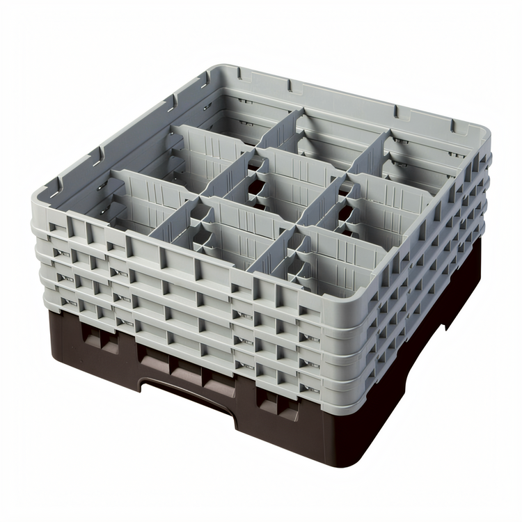Product image #2 for Camrack Full Size 9-Compartment Brown Glass Rack with 4 Soft Gray Extenders