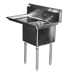 Thumbnail image #1 for Serv-Ware E1CWP1824L-24-V 1-Compartment 304 Stainless Steel Sink, 18 Gauge, 24-Inch Left Drainboard, 18 x 24 x 14-Inch Bowl