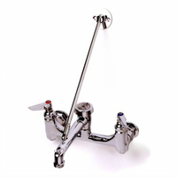 T&S Brass 8-Inch Wall Mount Service/Mop Sink Faucet with Vacuum Breaker Spout, Pail Hook, and Garden Hose Outlet