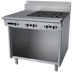 Thumbnail image #1 for Garland Cuisine Series 36-Inch Heavy Duty Gas Combination Top Range with 4 Open Burners, 12-Inch Hot Top, and Storage Base