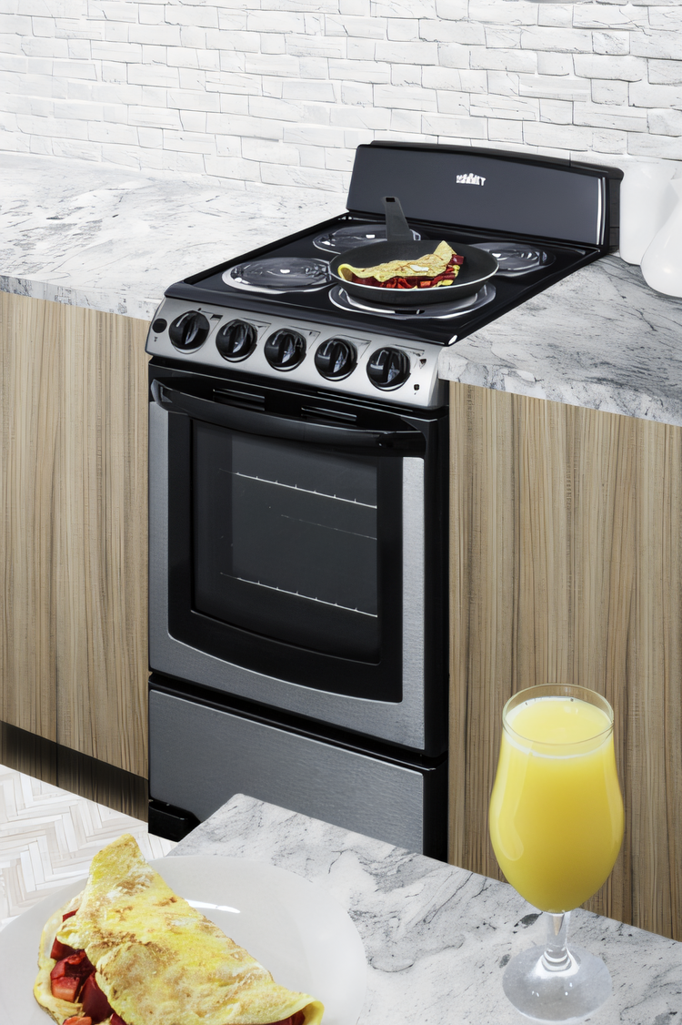 Product image #1 for Summit Appliance 20-Inch Freestanding Electric Coil Range with 2.3 Cu. Ft. Oven and Stainless Steel Door