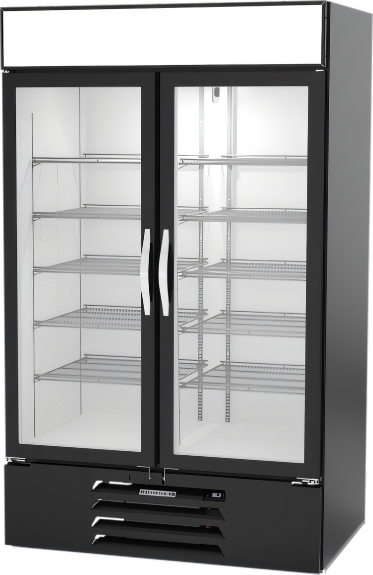 Product image #1 for Beverage-Air MarketMax IQ 47-Inch Two-Section Reach-In Glass Door Refrigerated Merchandiser with Electronic Smart Lock, Black