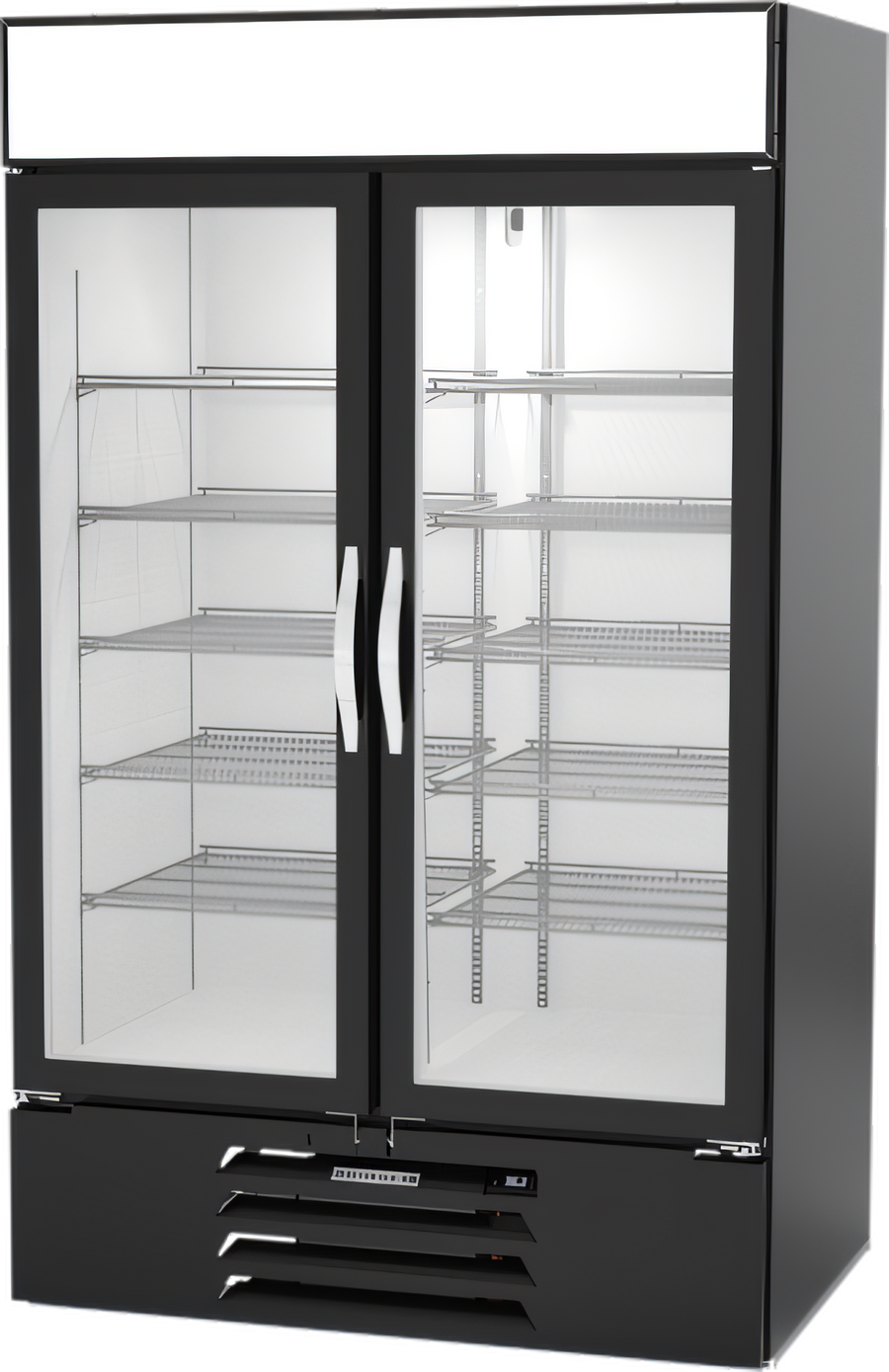 Product image #1 for Beverage-Air MarketMax IQ 47-Inch Two-Section Reach-In Glass Door Refrigerated Merchandiser with Electronic Smart Lock, Black
