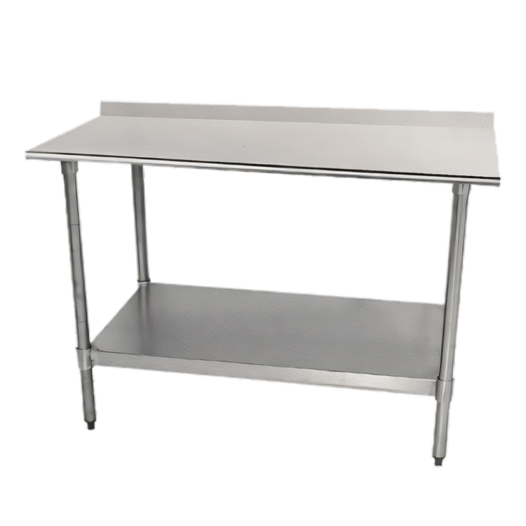 Product image #1 for Advance Tabco Special Value Series 48" x 30" 18-Gauge 430 Stainless Steel Work Table with 5" Backsplash and Galvanized Undershelf
