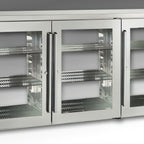 Thumbnail image #1 for Perlick Corporation PTR72 72-Inch 3-Section Remote Pass-Thru Back Bar Refrigerator, 6 Solid Doors, Black Exterior, Stainless Steel Top