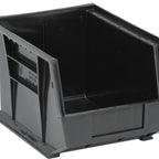 Thumbnail image #1 for Quantum QUS239BR Stacking/Hanging Storage Bin, Black, 8-1/4"W x 10-3/4"D x 7"H, Rear Hanger, Divider Slot