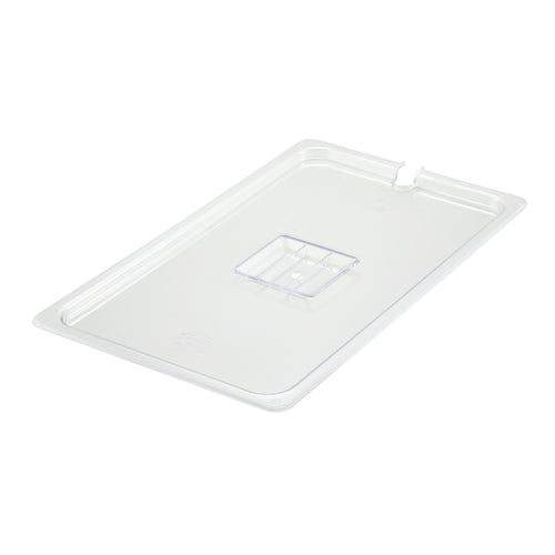 Product image #1 for Poly-Ware 1/1 Size Clear Polycarbonate Slotted Food Pan Cover with Handle