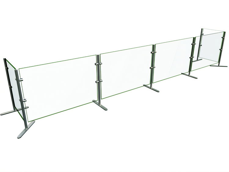 Product image #1 for Hatco Flav-R-Shield Portable Single-Sided Pass-Over Sneeze Guard, 4-Bay, 144" W x 18" D x 27.5" H
