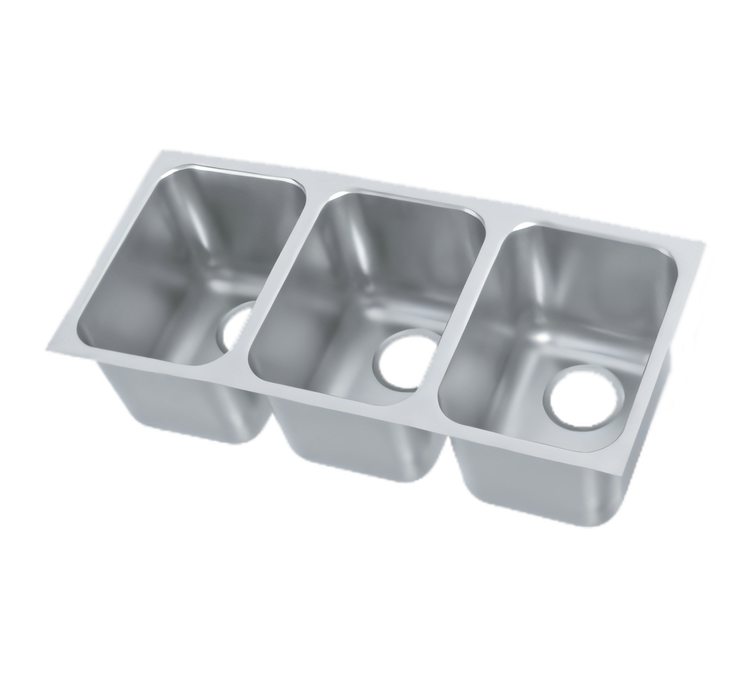 Product image #1 for Vollrath 10103-1 3-Compartment Weld-In / Undermount Sink, 20-Gauge Stainless Steel
