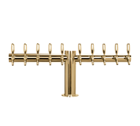 Metropolis T 34-Inch Countertop Glycol-Cooled 10-Faucet Draft Beer Tower, PVD Brass Finish
