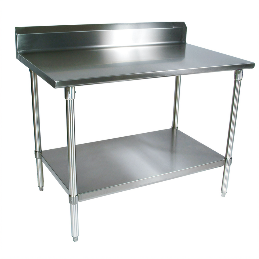 Product image #1 for BK Resources 36" x 30" 16 Gauge Stainless Steel Riser Work Table with 5" Riser/Backsplash and Adjustable Undershelf