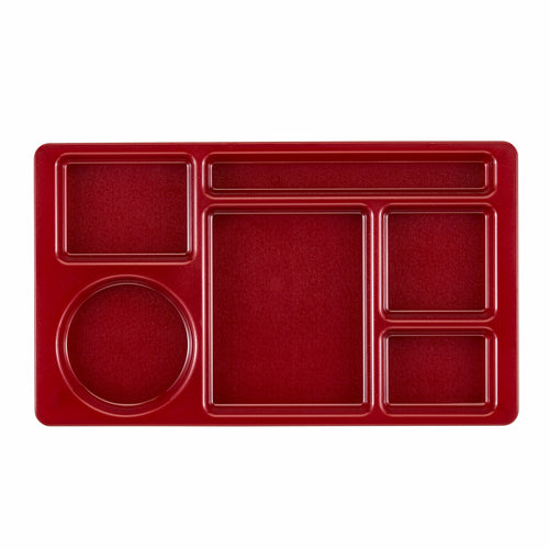 Product image #2 for Cambro Camwear 6-Compartment Rectangular Tray, 8-3/4 x 15, Cranberry Polycarbonate