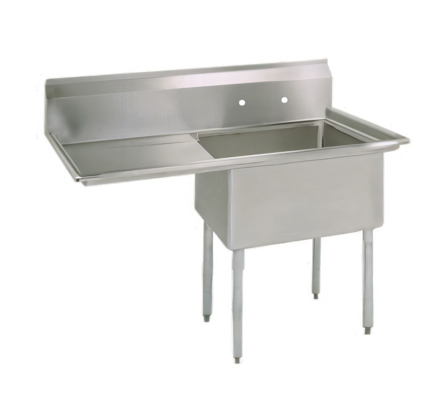 Product image #1 for BK Resources Single Compartment Sink with Left Drainboard, 304 Stainless Steel